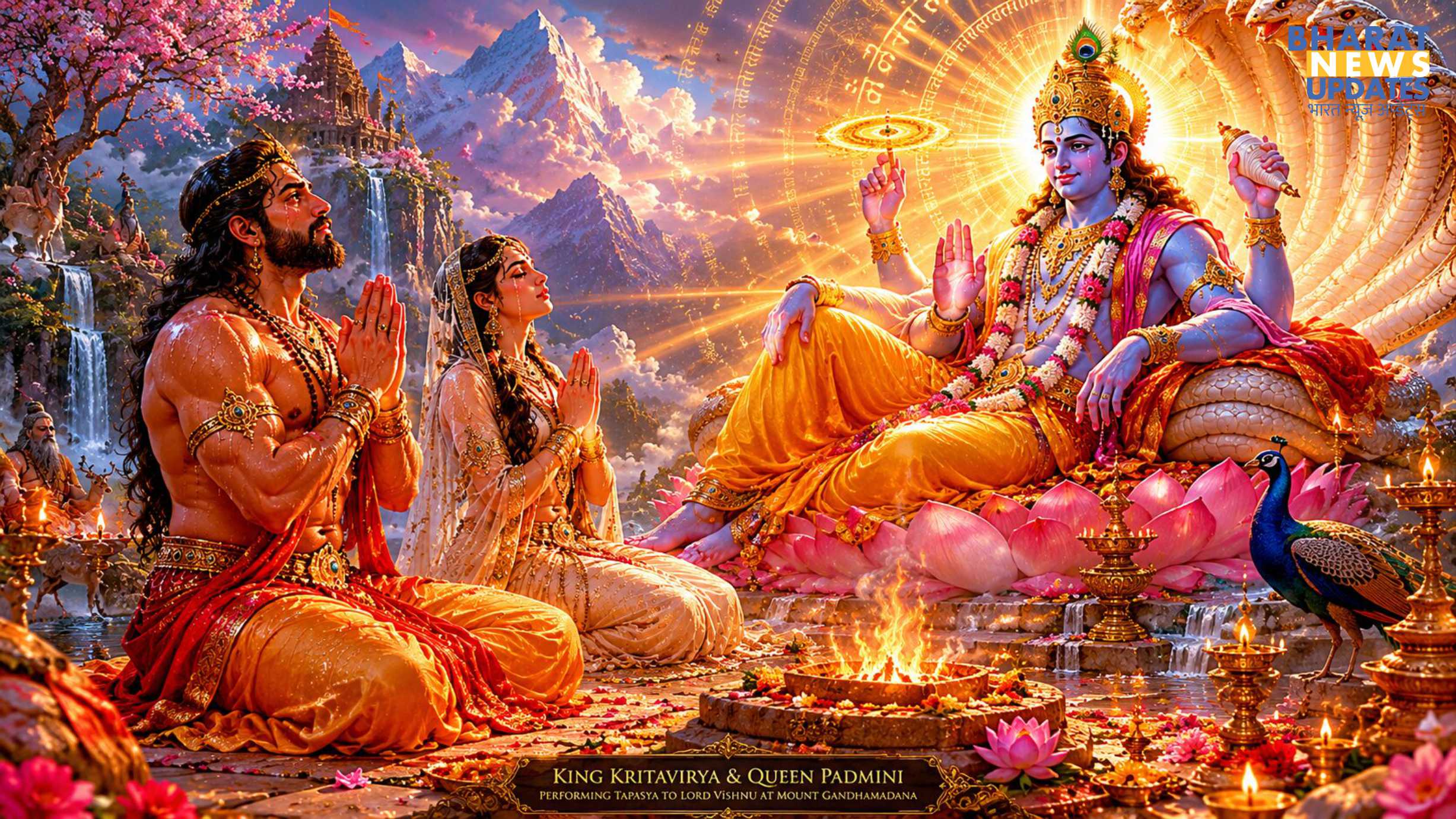 King Kritavirya and his wife Queen Padmini intense penance (Tapasya) to Lord Vishnu