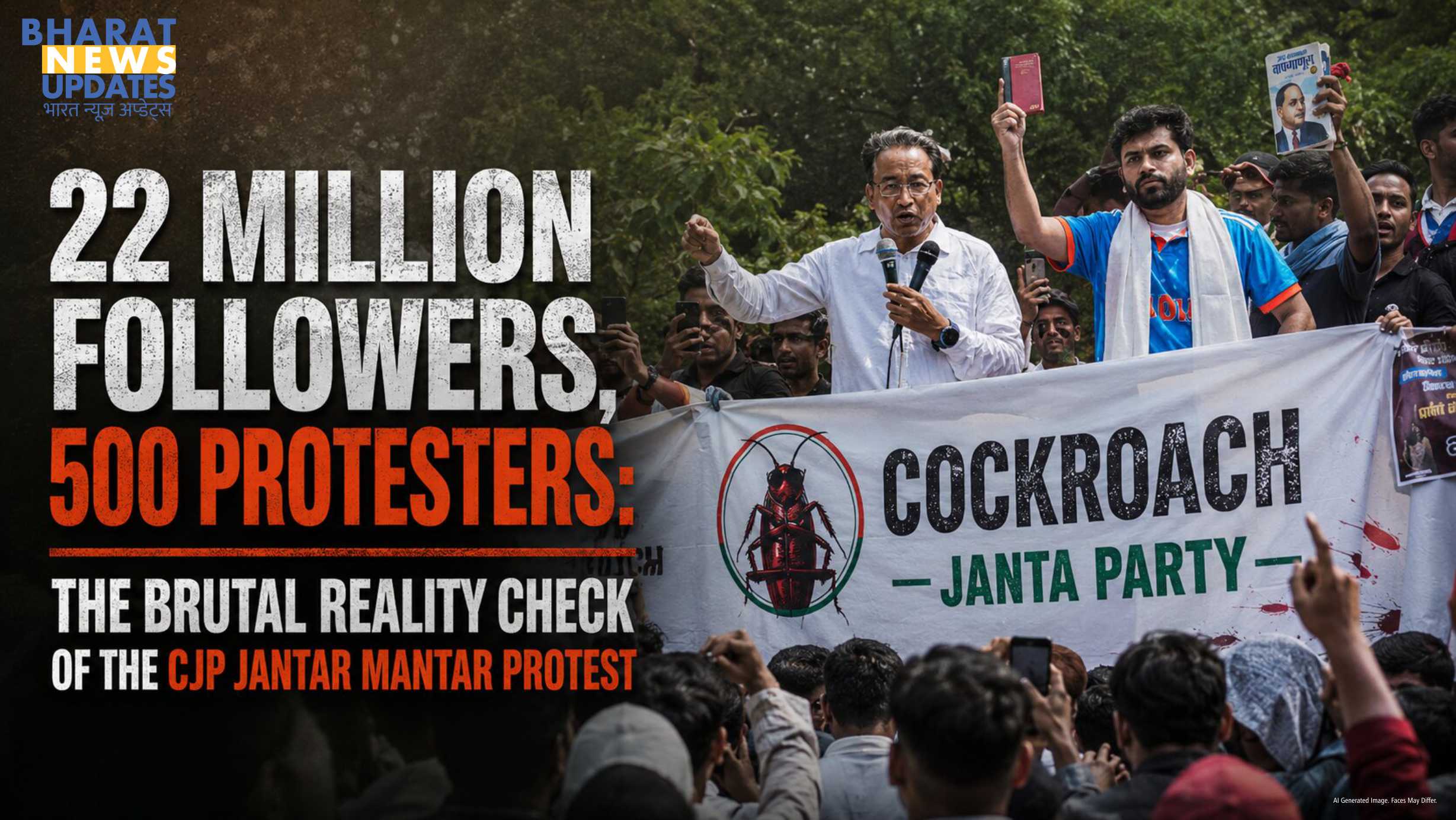 Bharatnewsupdate - Cockroach Janata Party Protest at Jantar Mantar, Delhi
