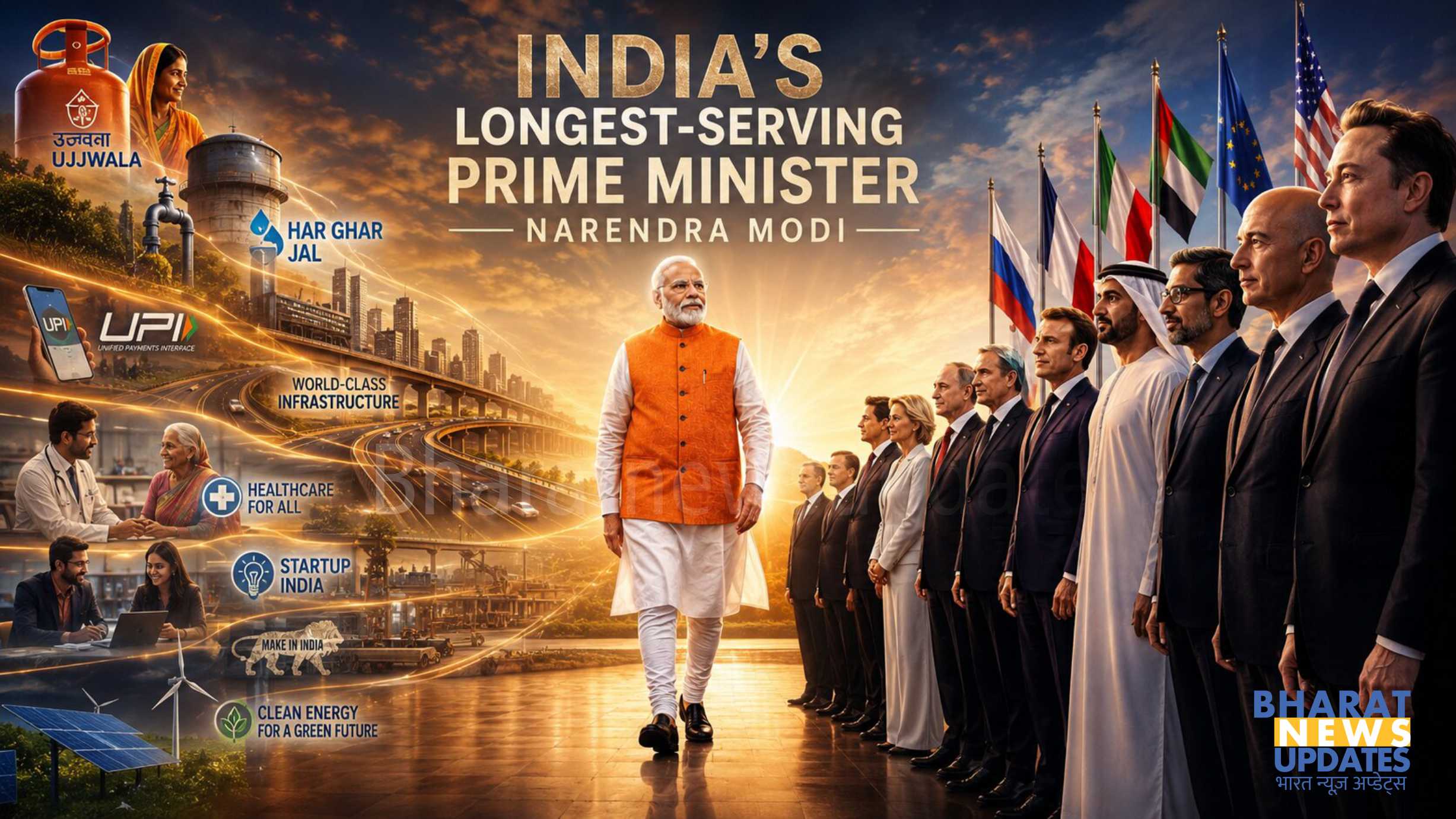 Bharatnewsupdates- India's Longest Serving PM Narendra Modi Main