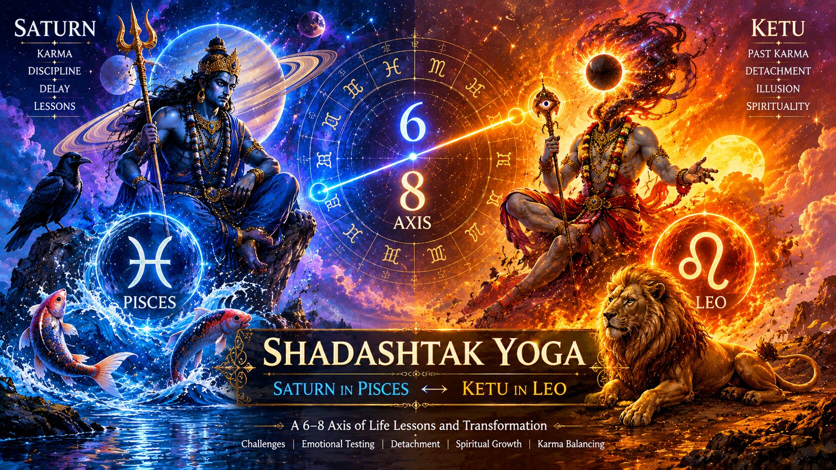 Bharatnewsupdates - Shani Ketu sit locked in a 6–8 axis across Pisces and Leo making Shadashtak Yoga