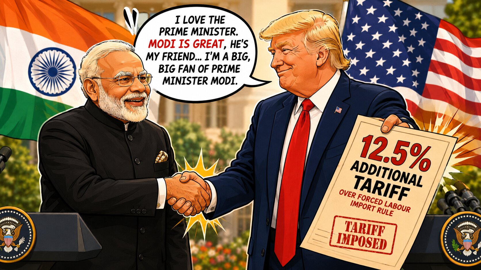 Bharatnewsupdates- US proposed 12.5% additional tarrif over forced labour import rule on India