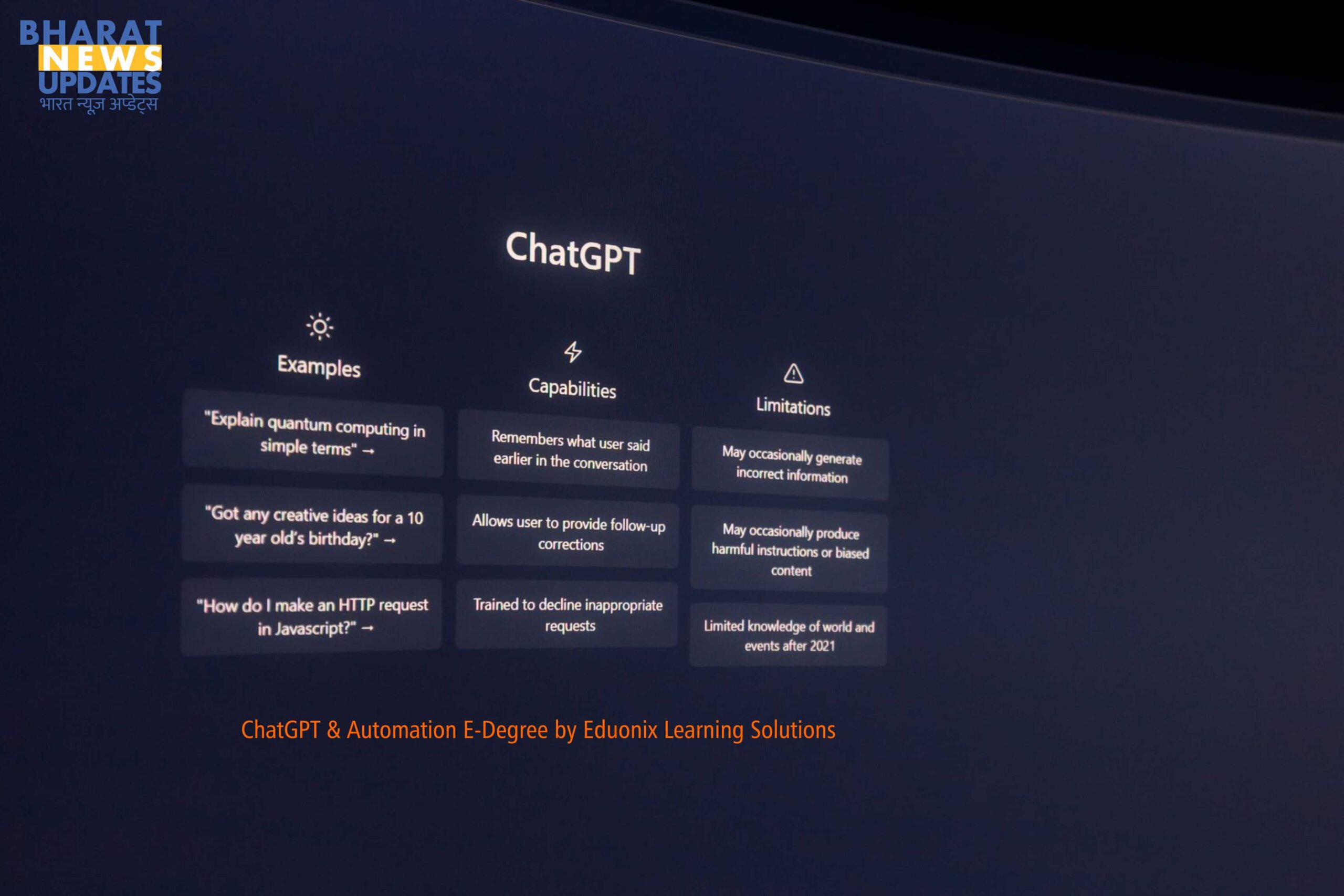 Bharatnewsupdates- ChatGPT & Automation E-Degree by Eduonix Learning Solutions